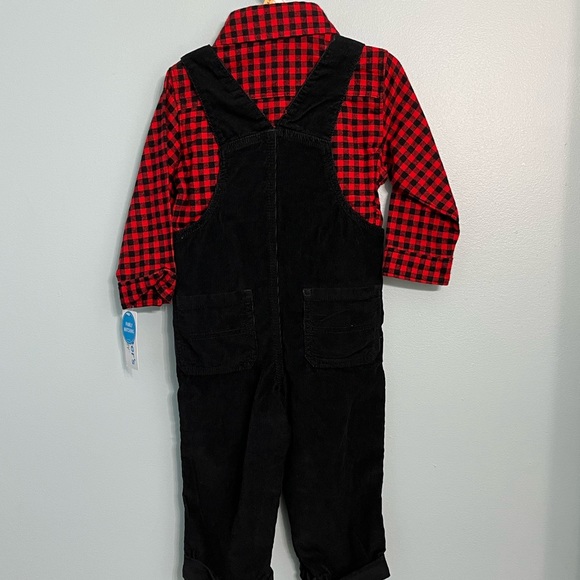 NWT Carter’s 12 month Boy Red Buffalo Plaid Corduroy Overall - Picture 2 of 7